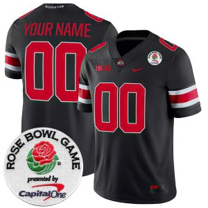 Custom Ohio State Buckeyes Football Black Game Jersey w/ Rose Bowl Patch - All Stitched