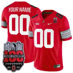 Custom Ohio State Buckeyes Football Scarlet Alternate Game Jersey w/ 100th Anniversary Patch - All Stitched