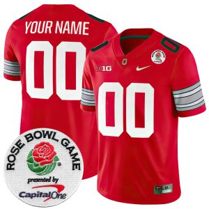 Custom Ohio State Buckeyes Football Scarlet Alternate Game Jersey w/ Rose Bowl Patch - All Stitched
