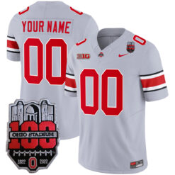 Custom Ohio State Buckeyes Football Grey Game Jersey w/ 100th Anniversary Patch - All Stitched