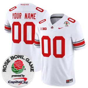 Custom Ohio State Buckeyes Football White Vapor F.U.S.E Limited Jersey w/ Rose Bowl Patch - All Stitched