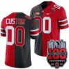 Custom Ohio State Buckeyes Football Scarlet Black Split Jersey w/ 100th Anniversary Patch - All Stitched