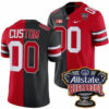 Custom Ohio State Buckeyes Football Scarlet Black Split Jersey w/ Allstate Sugar Bowl Patch - All Stitched
