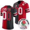 Custom Ohio State Buckeyes Football Scarlet Black Split Jersey w/ Rose Bowl Patch - All Stitched