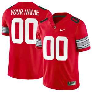 Custom Ohio State Buckeyes Football Scarlet Alternate Game Jersey - All Stitched