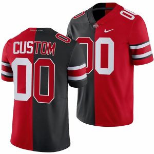 Custom Ohio State Buckeyes Football Scarlet Black Split Jersey - All Stitched