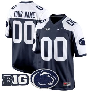 Custom Penn State Nittany Lions Football Navy Alternate Jersey - All Stitched