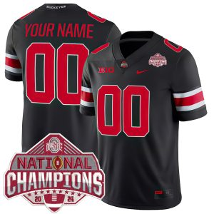 Custom Ohio State Buckeyes Football Black Game 2024 CFP Champions Jersey - All Stitched