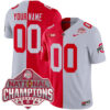 Custom Ohio State Buckeyes Football Scarlet Grey Split 2024 CFP Champions Jersey - All Stitched