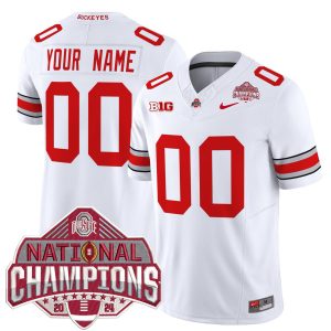 Custom Ohio State Buckeyes Football White Vapor F.U.S.E Limited 2024 CFP Champions Jersey - All Stitched