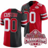 Custom Ohio State Buckeyes Football Scarlet Black Split 2024 CFP Champions Jersey - All Stitched