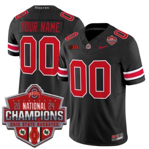 Custom Ohio State Buckeyes Football Black Vapor F.U.S.E Limited 2024 CFP Champions Jersey - All Stitched