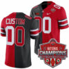 Custom Ohio State Buckeyes Football Scarlet Black Split 2024 CFP Champions Jersey - All Stitched