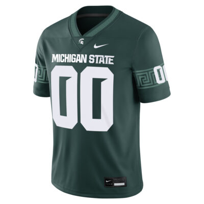 Alternative view of Custom Michigan State Spartans Football Green Game Jersey - All Stitched