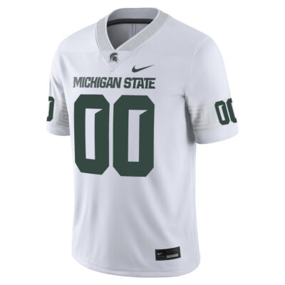 Alternative view of Custom Michigan State Spartans Football White Game Jersey - All Stitched