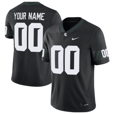 Custom Michigan State Spartans Football Black Game Jersey - All Stitched