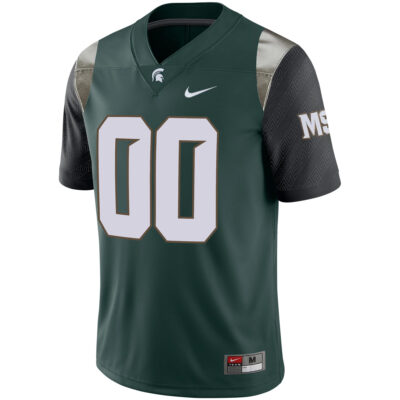 Alternative view of Custom Michigan State Spartans Football Green Alternate Game Jersey - All Stitched