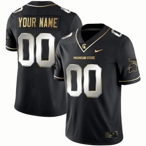 Custom Michigan State Spartans Football Black Gold Jersey - All Stitched