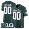 Custom Michigan State Spartans Football Green Game Jersey w/ B1G Patch - All Stitched