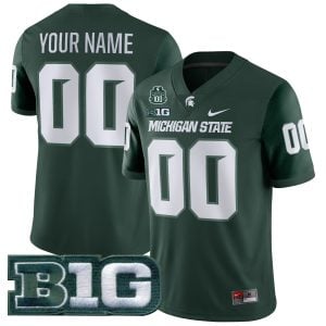 Custom Michigan State Spartans Football Green Alternate Game Jersey w/ 100th Spartan Stadium Patch - All Stitched
