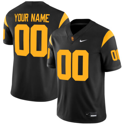 Custom USC Trojans Football Black Game Jersey - All Stitched
