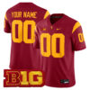 Custom USC Trojans Football Cardinal Game Jersey w/ B1G Patch - All Stitched