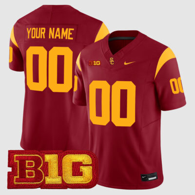 Custom USC Trojans Football Cardinal Vapor F.U.S.E Limited Jersey w/ B1G Patch - All Stitched