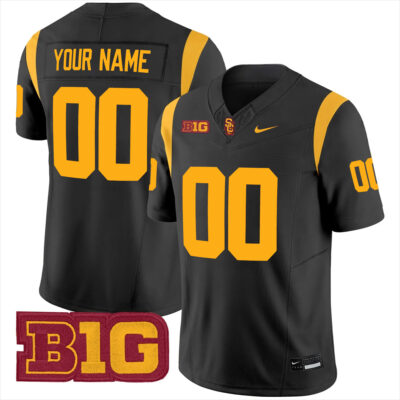 Custom USC Trojans Football Black Vapor F.U.S.E Limited Jersey w/ B1G Patch - All Stitched