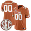 Custom Texas Longhorns Football Orange Game Jersey w/ SEC Patch - All Stitched