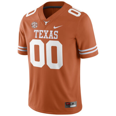 Alternative view of Custom Texas Longhorns Football Orange Game Jersey w/ SEC Patch - All Stitched