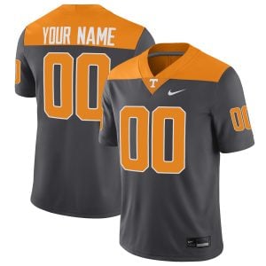 Custom Tennessee Volunteers Football Anthracite Game Jersey - All Stitched