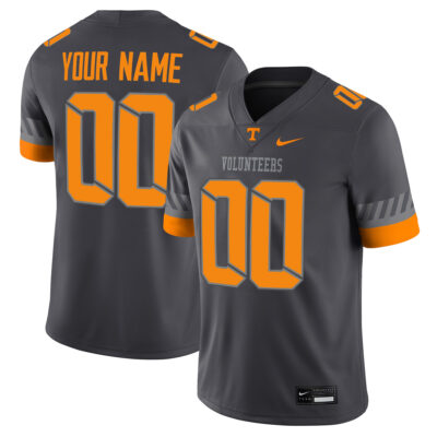 Custom Tennessee Volunteers Football Anthracite Alternate Game Jersey - All Stitched