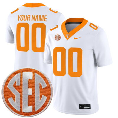 Custom Tennessee Volunteers Football White Game Jersey w/ SEC Patch - All Stitched