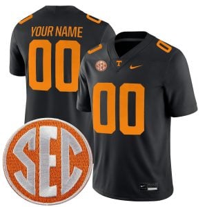 Custom Tennessee Volunteers Football Black Game Jersey w/ SEC Patch - All Stitched