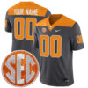 Custom Tennessee Volunteers Football Anthracite Game Jersey w/ SEC Patch - All Stitched