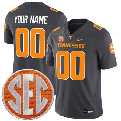 Custom Tennessee Volunteers Football Smokey Grey Tennessee State Jersey w/ SEC Patch - All Stitched