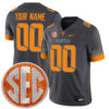 Custom Tennessee Volunteers Football Anthracite Alternate Game Jersey w/ SEC Patch - All Stitched