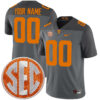 Custom Tennessee Volunteers Football Smokey Grey Alternate Game Jersey w/ SEC Patch - All Stitched