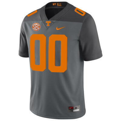 Alternative view of Custom Tennessee Volunteers Football Smokey Grey Alternate Game Jersey w/ SEC Patch - All Stitched