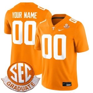 Custom Tennessee Volunteers Football Orange Game Jersey w/ SEC Graduation Patch - All Stitched
