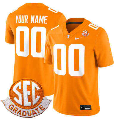 Custom Tennessee Volunteers Football Orange Game Jersey w/ SEC Graduation Patch - All Stitched