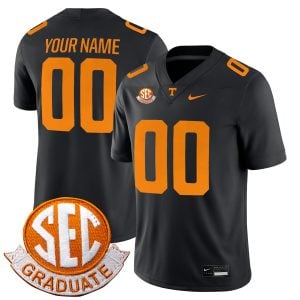 Custom Tennessee Volunteers Football Black Game Jersey w/ SEC Graduation Patch - All Stitched
