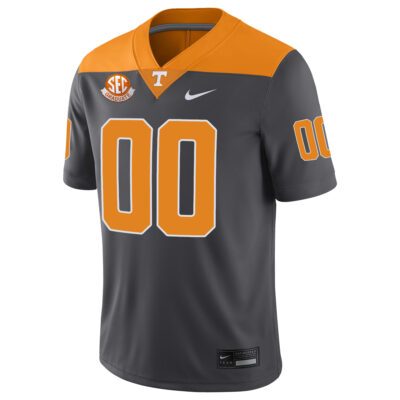 Alternative view of Custom Tennessee Volunteers Football Anthracite Game Jersey w/ SEC Graduation Patch - All Stitched