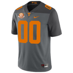 Alternative view of Custom Tennessee Volunteers Football Smokey Grey Alternate Game Jersey w/ SEC Graduation Patch - All Stitched