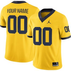 Custom Michigan Wolverines Football Maize Game Jersey - All Stitched