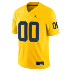 Alternative view of Custom Michigan Wolverines Football Maize Alternate Game Jersey - All Stitched