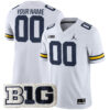 Custom Michigan Wolverines Football White Game Jersey w/ B1G Patch - All Stitched
