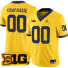 Custom Michigan Wolverines Football Maize Game Jersey w/ B1G Patch - All Stitched