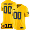 Custom Michigan Wolverines Football Maize Alternate Game Jersey w/ B1G Patch - All Stitched