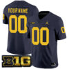 Custom Michigan Wolverines Football Navy Vapor F.U.S.E Limited Jersey w/ B1G Patch - All Stitched